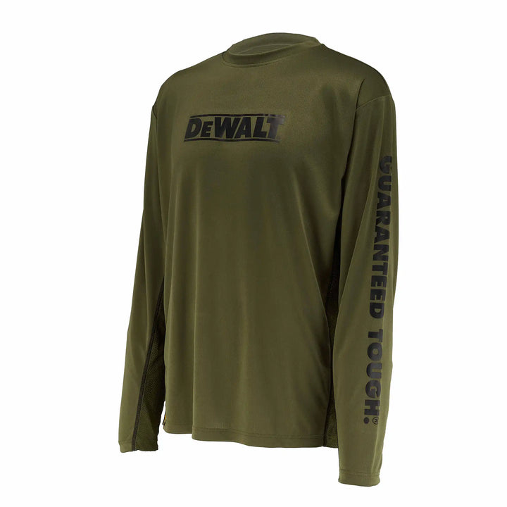 DEWALT Truro Long Sleeve Performance T-Shirt, Olive, 3/4 Front Left View