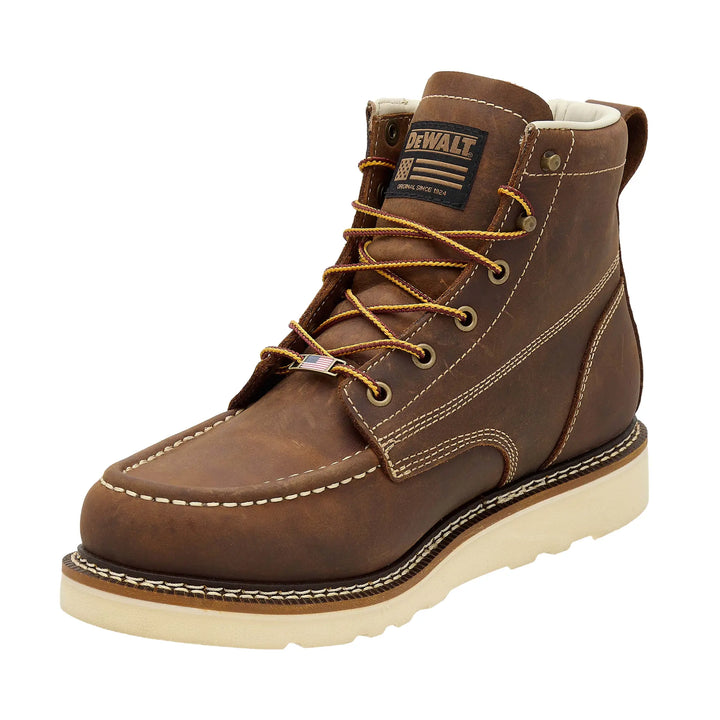 Brown leather boot with white sole on a white background