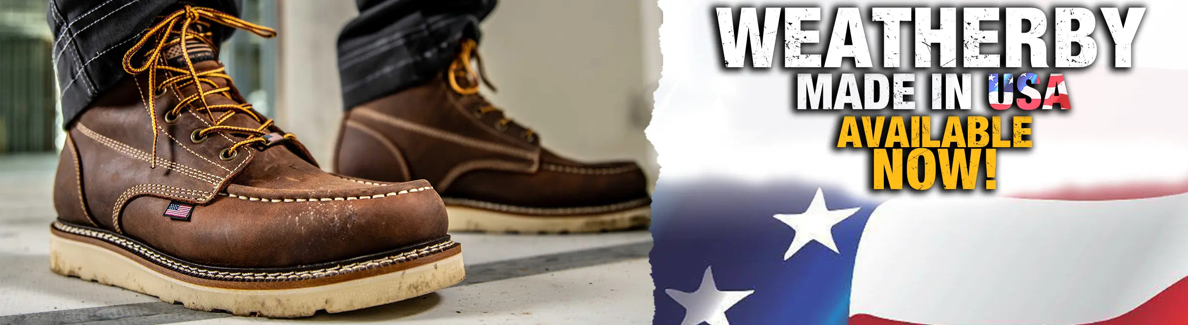 DEWALT Weatherby Men’s Work Boot – Full Grain Leather, Moc Toe, USA Made, Mobile Website Divider 3/4 Front Right View