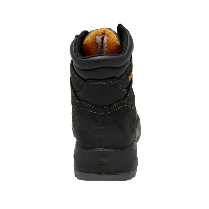 DEWALT Wheeler Men's Waterproof, Leather, Steel Toe, Safety Work Boot, Black, Heel View