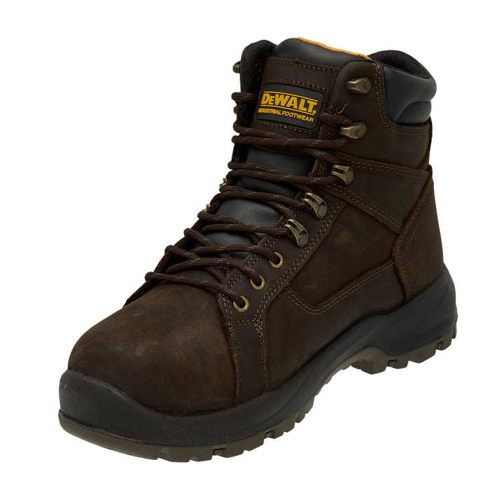 DEWALT Wheeler Men's Waterproof, Leather, Steel Toe, Safety Work Boot, Brown, 3/4 Instep View